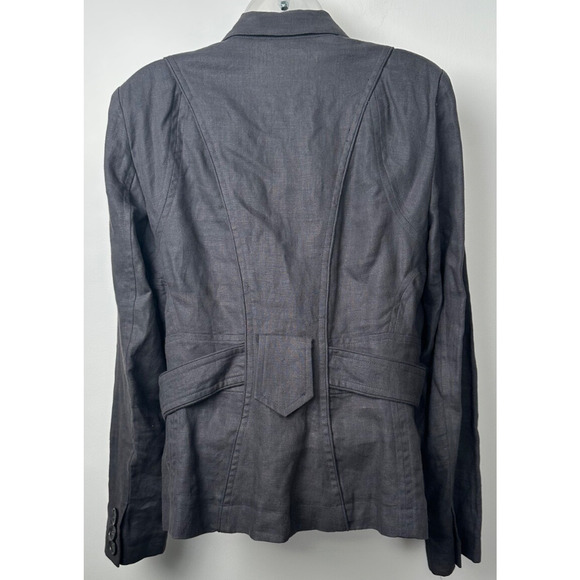 Sao Paulo Womens 8 100% Linen Blazer Jacket Blue Casual Pockets One Button A40 - Picture 3 of 7